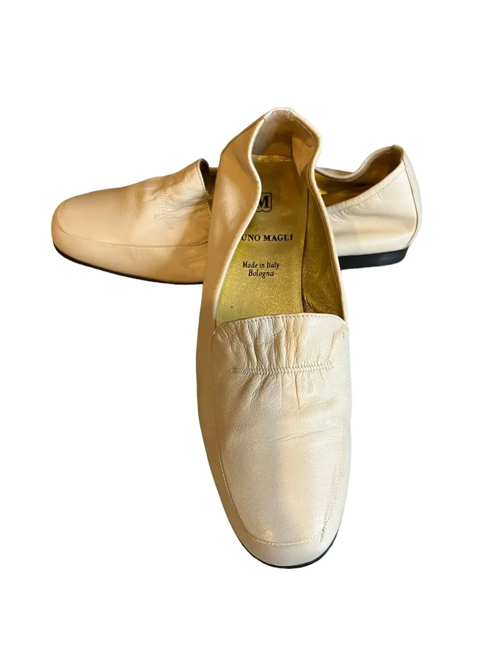 Bruno Magli ivory kid leather loafers